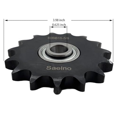 #60 Roller Chain Idler Sprocket Type C 5/8" bore 15 Tooth with Bearing 203KRR2,Hardened Antirust 1045 Steel Drive Sprockets 60BB15-5/8