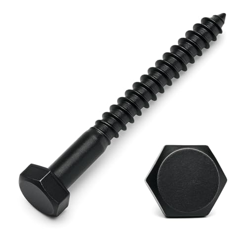 1/4 x 2 Black Lag Bolts, 20 PCs Dacromet-Coated 304 Stainless Wood Lag Screws for Light Outdoor Framing, SS Hex Head - color: Black, size: 1/4 x 2"