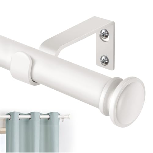 TONIAL Curtain Rods for Windows, 32 to 58 Inch, White, Single Drapery Rod - color: Warm White, size: 32-58"