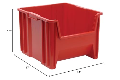 QUANTUM STORAGE SYSTEMS QGH800RD Giant Stack Multipurpose Part Organizer Red Bins 18" L x 17" W x 13" H 2 Pack - color: Red, size: 17-1/2" x 16-1/2" x 12-1/2"