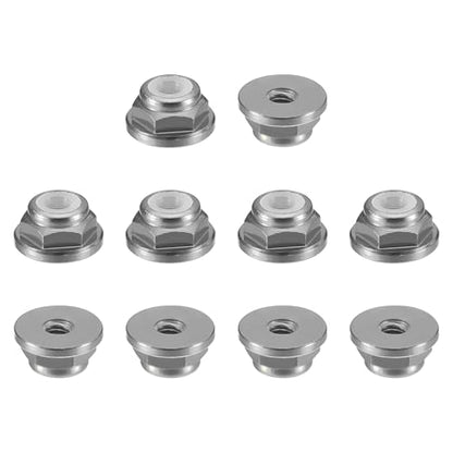 uxcell Nylon Insert Hex Lock Nuts, 10pcs - M2 x 0.4mm Aluminum Alloy Self-Locking Nut, Anodizing Flange Lock Nut for Fasteners(Titanium Gray) - size: M2 x 0.4mm