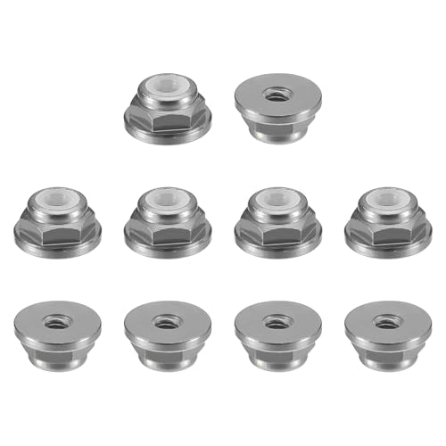 uxcell Nylon Insert Hex Lock Nuts, 10pcs - M2 x 0.4mm Aluminum Alloy Self-Locking Nut, Anodizing Flange Lock Nut for Fasteners(Titanium Gray) - size: M2 x 0.4mm