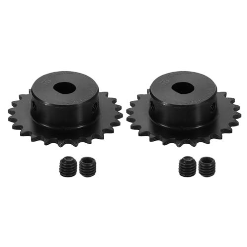 uxcell 2 Pcs #25 Chain Roller Sprocket 10 x 9mm Bore, 1/4" Pitch 24 Tooth C45 Carbon Steel ANSI #25 Roller Sprocket with Set Screws for ISO 04C Chain - size: 10 x 9mm Bore 24 Tooth