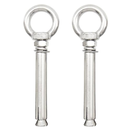 2 Pcs M10x90mm Expansion Eye Bolt 304 Stainless Steel Heavy Duty Lifting Ring Anchor Bolt Closed Hook Durable Wall Fastener Mounting Hanging Rigging Hardware for Concrete(M10*90MM) - size: M10*90MM, style: Style-109