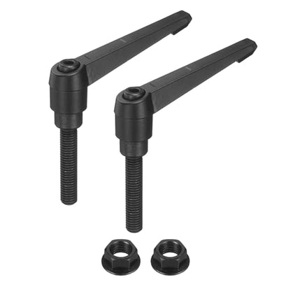 uxcell 2Pcs Adjustable Clamping Lever Handles, M10x50mm Zinc Alloy Male Thread Stud Knobs with Nuts Quick Release Bolt Rotating Screw Handles for Lathes Woodworking, Black - size: M10x50mm