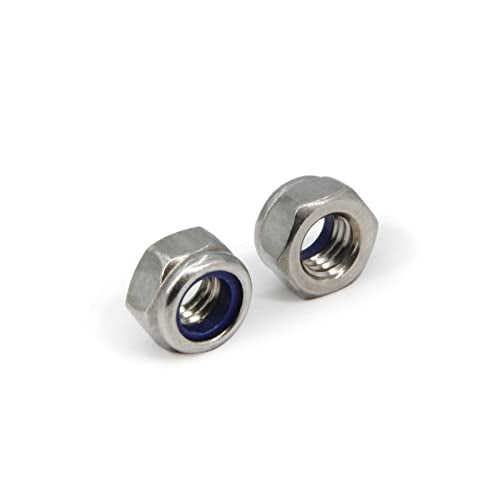 M8 x 1.25mm Pitch 304 Stainless Steel Self-Locking Hex Lock Nuts, Nylon Insert LockNuts Silver Metric Self Clinching Hex Lock Nuts for Hardware Parts, 100pcs/pack (M8-100pcs) - size: M8-100pcs