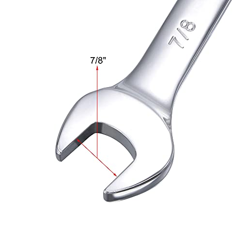 uxcell 7/8 Inch Ratcheting Combination Wrench SAE 72 Teeth 12 Point - size: 7/8"