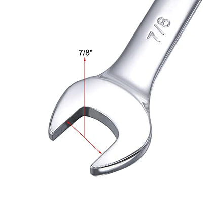 uxcell 7/8 Inch Ratcheting Combination Wrench SAE 72 Teeth 12 Point - size: 7/8"
