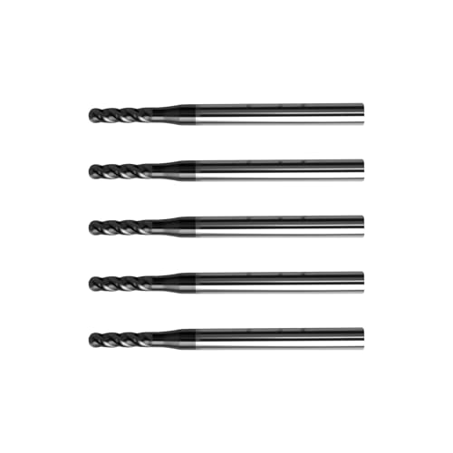 5Pcs 3/32" Carbide Ball Nose End Mills, ALTiN Coated, 4 Flute - size: 3/32 in