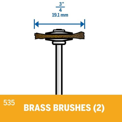 Dremel 535-02 Brass Brushes, (2 Pack), 3/4" Diameter - size: 2-Piece, style: Brass Brush