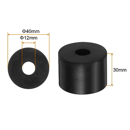 HARFINGTON 8pcs Rubber Spacer 1.57" OD 0.47" ID 1.2" Thick Black - size: 12mm x 40mm x 30mm