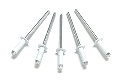 Metal Magery 100 White Aluminum Open End Pop Rivets QTY: 100 (4-4 1/8" x 1/4" (0.188-.250 Inch Grip Range))