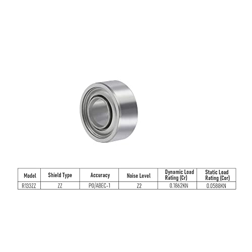R133ZZ 10 PCS Miniature Deep Groove Ball Bearing ID 3/32"×OD 3/16"×Width 3/32" Double Metal Shielded Ball Bearing Chrome Steel P0 Z2 Bearing for Industrial Machine,Power Tools - size: R133ZZ Size 2.4×4.8×2.4mm