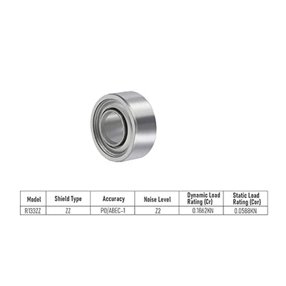 R133ZZ 10 PCS Miniature Deep Groove Ball Bearing ID 3/32"×OD 3/16"×Width 3/32" Double Metal Shielded Ball Bearing Chrome Steel P0 Z2 Bearing for Industrial Machine,Power Tools - size: R133ZZ Size 2.4×4.8×2.4mm