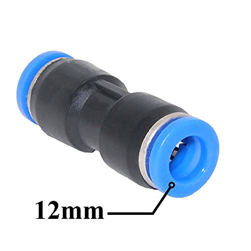 Beduan Push to Connect Fitting, 12mm Tube OD Pneumatic Quick Adapter Tubing Air Hose Line Pipe Fitting 10Pcs For 1/2" Tube OD - size: 12mm (10Pcs)