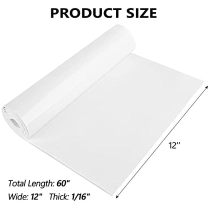 Sponge Neoprene Foam Rubber Sheet with Adhesive, 12 in x 60 in x 1/16 in Multi-Function Soundproof High Density Waterproof Rubber Mat, Perfect Cosplay Easy Cut DIY Neoprene Padding Roll - White - color: White, size: 12 " x 60 " x 1/16 "