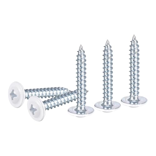 uxcell 50Pcs #8x1 Phillips Head Self Tapping Screws, Carbon Steel Flat Head High Strength Quick Tapping Screws Wood Screw for Wood, Metal, Plastic, White - size: #8x1
