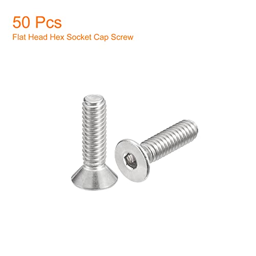 uxcell #8-32x5/8 Flat Countersunk Head Socket Cap Screws, 50Pcs 304 Stainless Steel Hex Socket Flat Head Screws, Full Thread, Countersunk Bolts - size: #8-32x5/8"