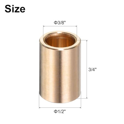 uxcell 2pcs Sleeve Bearings 3/8" Bore x 1/2" OD x 3/4" Length Self-Lubricating Brass Bushing - size: 3/8" Bore x 1/2"OD x 3/4 " Length