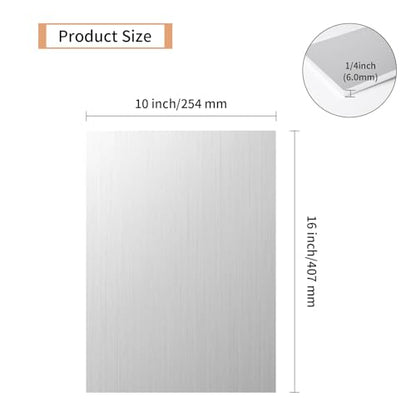 1PCS 6061 Aluminum Sheet Metal 1/4" x 10" x 16", Aluminum Plates Covered with Protective Film, Heat Treatable Aluminum Flat Bar for DIY Craft, Industry - size: 1/4", style: 10" × 16", 1Pcs