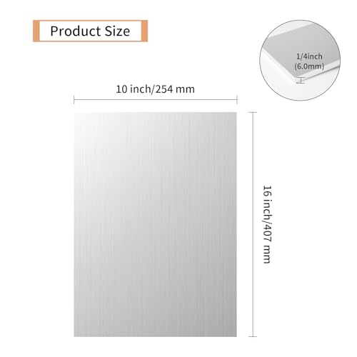 1PCS 6061 Aluminum Sheet Metal 1/4" x 10" x 16", Aluminum Plates Covered with Protective Film, Heat Treatable Aluminum Flat Bar for DIY Craft, Industry - size: 1/4", style: 10" × 16", 1Pcs