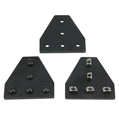 2020 Corner Bracket Plate T Shape 5 Hole 90 Degree Outside Joining Plate with M5x8mm Screws and T-Nuts for 20 x 20mm Series Aluminum Extrusion Profile,8pcs/Pack (Black-2020 T Shape) - style: Black-2020 T Shape