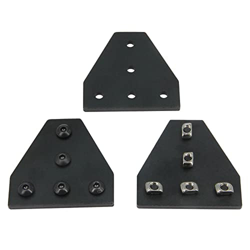 2020 Corner Bracket Plate T Shape 5 Hole 90 Degree Outside Joining Plate with M5x8mm Screws and T-Nuts for 20 x 20mm Series Aluminum Extrusion Profile,8pcs/Pack (Black-2020 T Shape) - style: Black-2020 T Shape