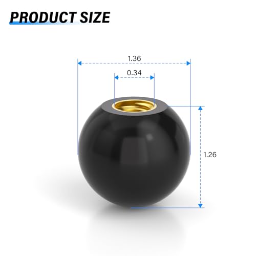 3/8"-16 Threaded Knobs,1-3/8" Black Thermoset Bakelite Handles for Lawn Mower & Equipment 6PCS