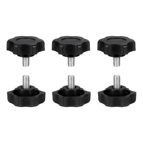 HARFINGTON 6Pcs Star Knob Handle M6 x 10mm Male Thread Metric Carbon Steel - size: M6 x 10mm