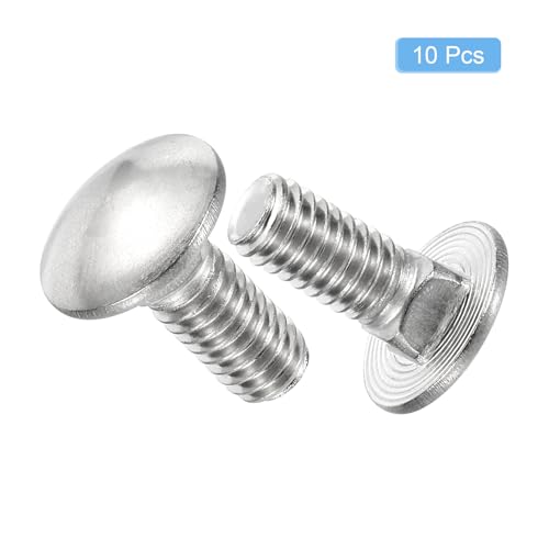 uxcell 5/16-18x3/4 Carriage Bolt, 10pcs Round Head Square Neck Screws, 304 Stainless Steel, Fully Threaded, Silver - size: 5/16-18x3/4"