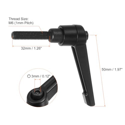 6pcs Adjustable Clamping Lever Handles M6 x 32mm Male Thread Bolt Knobs Rotating Screw Locking Quick Release Ratchet Push Button Handle, Black - size: M6 x 32mm