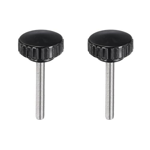 uxcell 2pcs Knurled Clamping Knobs M6 x 50mm Metric 304 Stainless Steel Male Thread Thumb Screw on Type 30mm Plastic Round Head Threaded Hand Bolt Stud Knobs Black - size: M6 x 50mm x 30mm