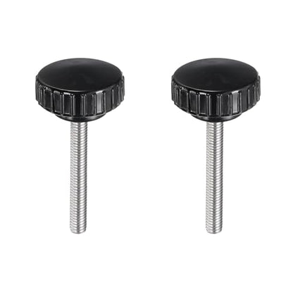 uxcell 2pcs Knurled Clamping Knobs M6 x 50mm Metric 304 Stainless Steel Male Thread Thumb Screw on Type 30mm Plastic Round Head Threaded Hand Bolt Stud Knobs Black - size: M6 x 50mm x 30mm