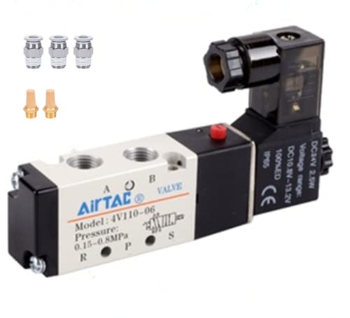 Solenoid Valve 1/8"PT Pneumatic AirTAC 4V110-06 Air 12V/24V/110V/220V Single Coil Pilot-Operated Electric 2 Position 5 Way Connection Type (4V110 PT1/8, DC24V) - size: 4V110 PT1/8, style: DC24V