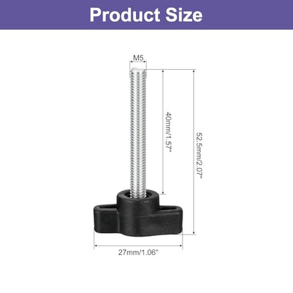 uxcell 4Pcs Clamping Screw Knob, M5 x 40mm Metric Carbon Steel t Shaped Thumb Screws Handle for Quick Remove Hand Tightening Knob Replacement - size: M5 x 40mm