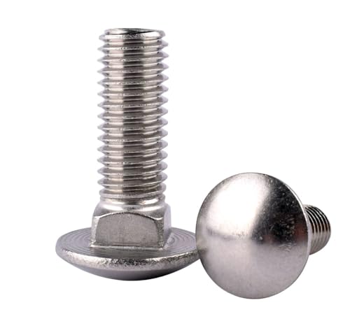 3/8-16 x 1 Carriage Bolts Screws, Round Head Square Neck, 304 Stainless Steel 18-8, UNC Coarse Fully Thread, Quantity 8Pcs - size: 3/8-16 x 1" (8 Pcs)