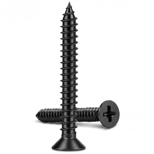 #8 x 2 Flat Head Wood Screw, Sheet Metal Screws, Stainless Steel 18-8 (304), Black Finish, 100 PCS - color: Black, size: #8 x 2"