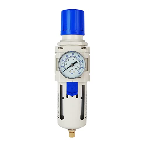 BLCH 1/2" NPT Air Compressor Filter - Air Pressure Regulator Filter Combo,Compressed Air Dryer AW4000-04 Semi-Auto Drain Poly Bowl Gauge 0-160 PSI 5μm - size: AW4000-04