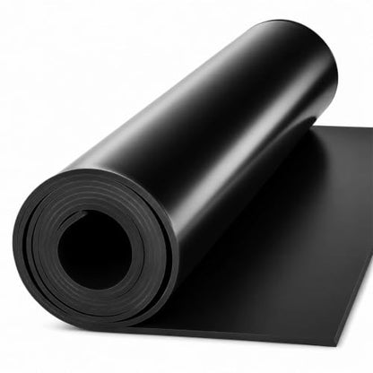 118"x40"x1/8" Solid Rubber Sheet, Black Neoprene Rubber Roll