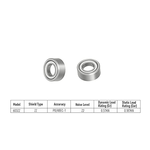 603ZZ 10 PCS Miniature Deep Groove Ball Bearing 3×9×5mm Double Metal Shielded Ball High Speed Bearing Chrome Steel P0 Z2 Bearing for Industrial Machine,Power Tools and Mechanical Equipment - size: 603ZZ Size 3×9×5mm