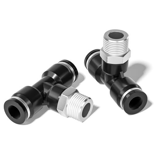 TAILONZ 3/8" OD x 3/8" MNPT Push to Connect Branch Tee Fitting 10Pcs - size: 3/8"OD x 3/8"MNPT