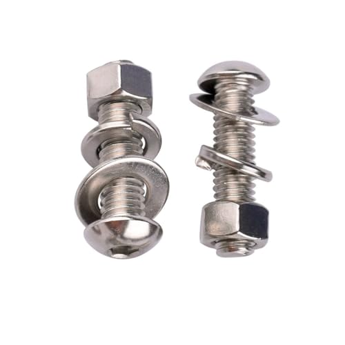 10 Sets 3/8-16 x 1-1/4" Button Head Socket Cap Bolts Screws, Hex Nuts, Flat & Lock Washers, 304 Stainless Steel 18-8 Fully Machine Thread, Silver - color: Silver, size: 3/8-16 x 1-1/4" (10 Sets)