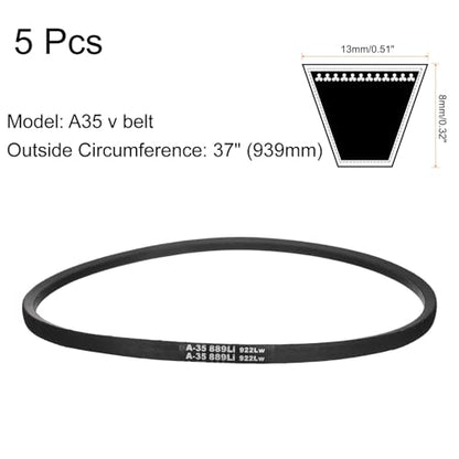 uxcell 5Pcs A35 Classic Wrapped Rubber V-Belt, 37" Lo x 0.51" W x 0.32" H - size: A35