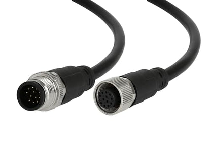 M12 12-Pin Male to Female Connector Cable – Industrial Waterproof Sensor Extension Wire, A-Coded Safe Signal Cord for Automation, Robotics, Machinery - size: 1m, style: 12pin Male to Female