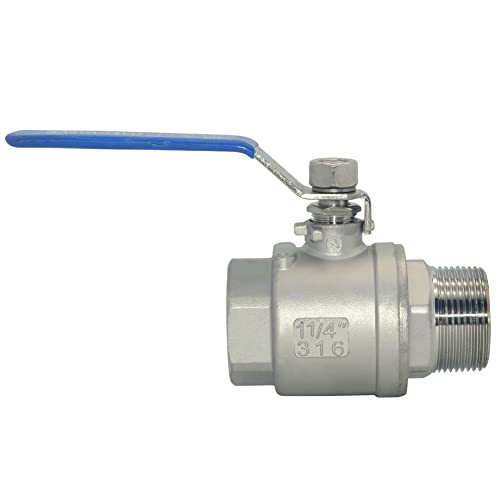1Pcs 1-1/4 Inches Ball Valve - Full Port Heavy Duty Male NPT (MNPT) X Female NPT (FNPT) Thread with Long Handle Switch,Stainless Steel 304 for Water, Oil, and Gas,1000WOG - size: 1-1/4''
