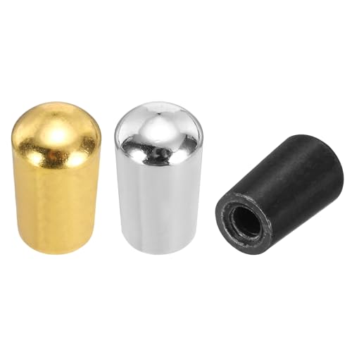 MECCANIXITY 3Pcs Guitar Toggle Switch Tip M4 Threaded, Black/Silver/Gold - color: Black/Silver/Gold, size: M4