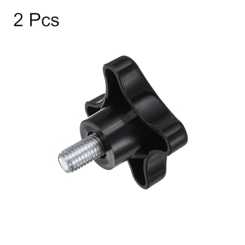 HARFINGTON 2pcs Star Knobs M10 x 16mm Male Thread Plastic 4-Star Stud Knob Hand Tightening Clamping Screw Replacement Threaded Handle, Black - size: M10 x 16mm