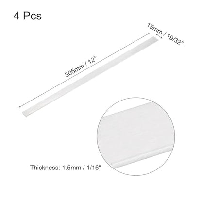MECCANIXITY 4 Pcs Square Aluminum Flat Bar, 1/16" (1.5mm) Thick x 9/16" (15mm) Width x 12" (305mm) Long 6061 Aluminum Flat Plate Solid New Mill Stock Silver for Industrial Building - size: 1/16"(1.5mm)x9/16"(15mm)x12"(305mm)