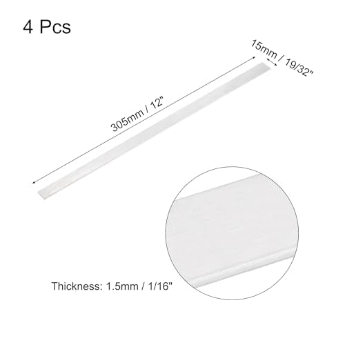 MECCANIXITY 4 Pcs Square Aluminum Flat Bar, 1/16" (1.5mm) Thick x 9/16" (15mm) Width x 12" (305mm) Long 6061 Aluminum Flat Plate Solid New Mill Stock Silver for Industrial Building - size: 1/16"(1.5mm)x9/16"(15mm)x12"(305mm)