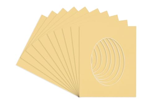 Marzipan Beige Acid Free 30x42 Oval Picture Frame Mat with White Core Bevel Cut for 26x40 Pictures - Fits 30x42 Frame - Pack of 25 Matboard Show Kits With Acid Free Backings & Clear Bags - size: 25 Matboards With Acid Free Backings & Clear Bags